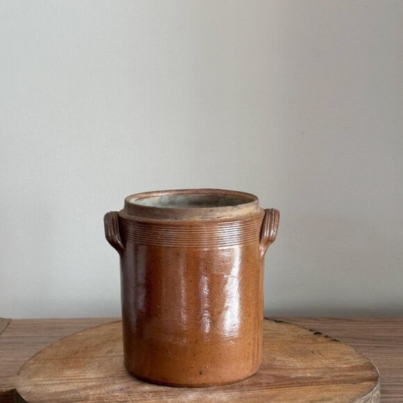 Antique French Brown Stoneware Pot - Picture 1 of 6